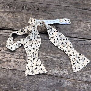 Vintage The Original Adjustolox Bowtie Made in USA Bow Tie Geometric Black White